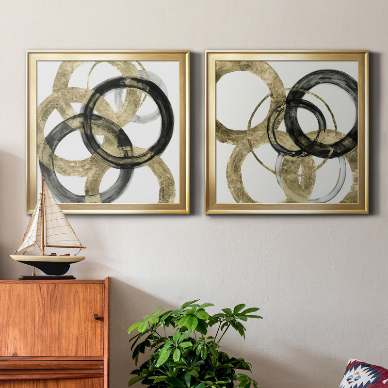 Ring I - 2 pièces, reproduction sur toile encadrée, Or, H 26,5 po x l 53 po x P 1,5 po