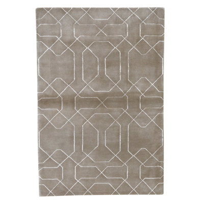 Hand Knotted Geometric Area Rug in Olive