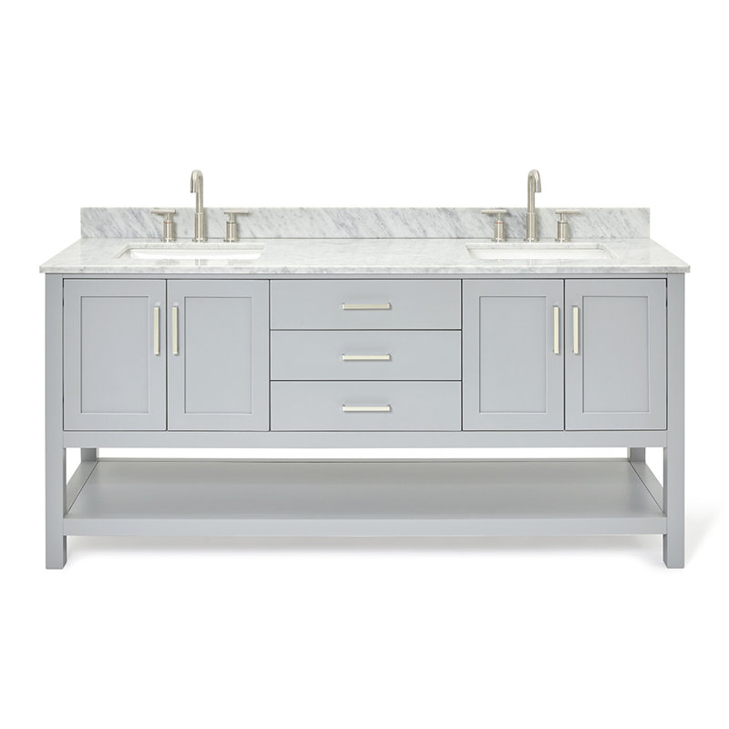 Magnolia Bath Vanity Rectangular Basin S073DCW2R, Gray, Rectangle ,  73"