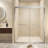 72" Tempered Glass With Explosion Proof Film, Aluminum Frame Double Sliding Shower Door, "1/4 (6 Mm), Stainless Steel Handle-126145760
