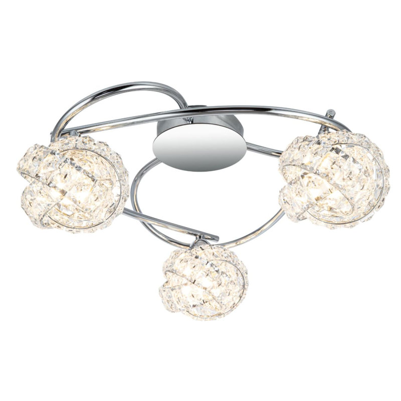 Mirri 3 Light Modern Glass Beaded Shade Ceiling Light - Chrome Base, 3xG9. Max. 5W LED (Bulb not included)