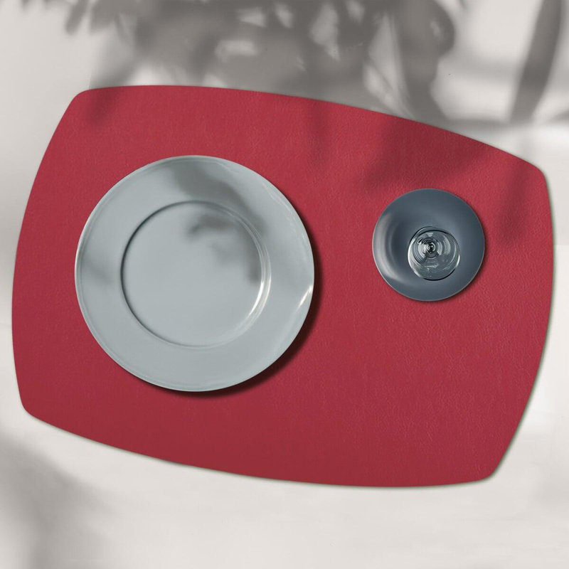 Mattola Placemat, Rectangle Plus, Stone Marine, 14" X 18", Set Of 6, Red