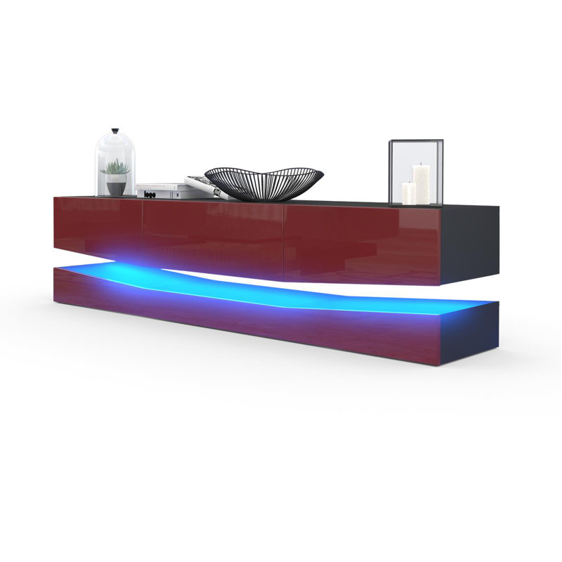 Allegro TV Stand for TVs up to 78", Black (Matt)/Burgundy (Glossy), Yes