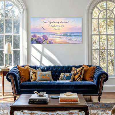 «Christian», art mural côtier, lever de soleil, sérénité, reproduction d'art sur toile, psaume 23: 1