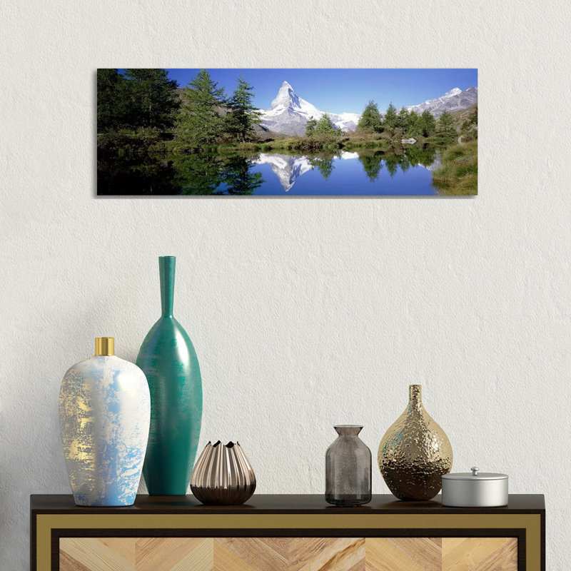 Matterhorn's Riffelsee Reflection, Valais, Switzerland - Wrapped Canvas Panoramic Print, 30.48 cm H x 91.44 cm W x 1.91 cm D