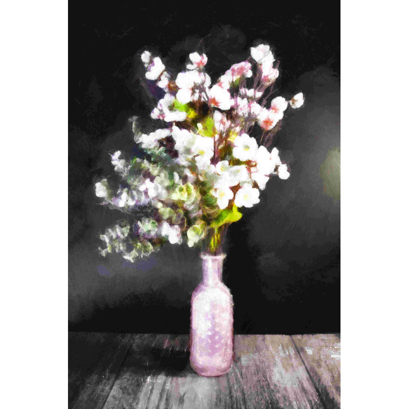 Vase rosé sur fond sombre, H 18 po x l 12 po