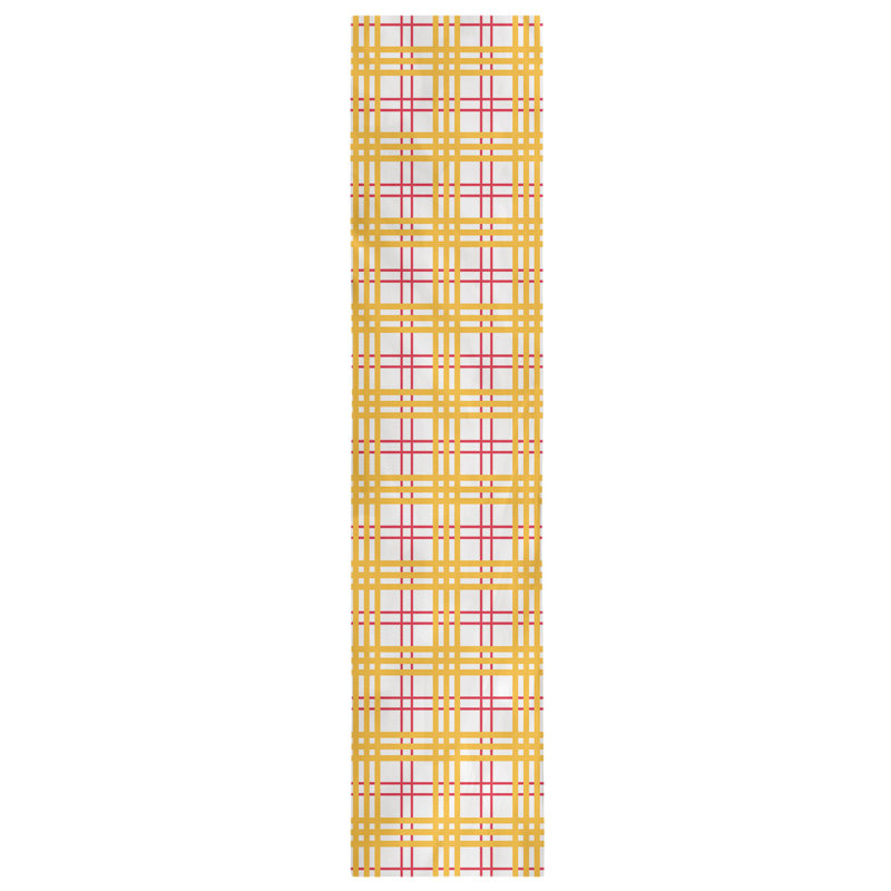 Paid Polyester Table Runner, 90" L x 16" W, White/Red/Yellow