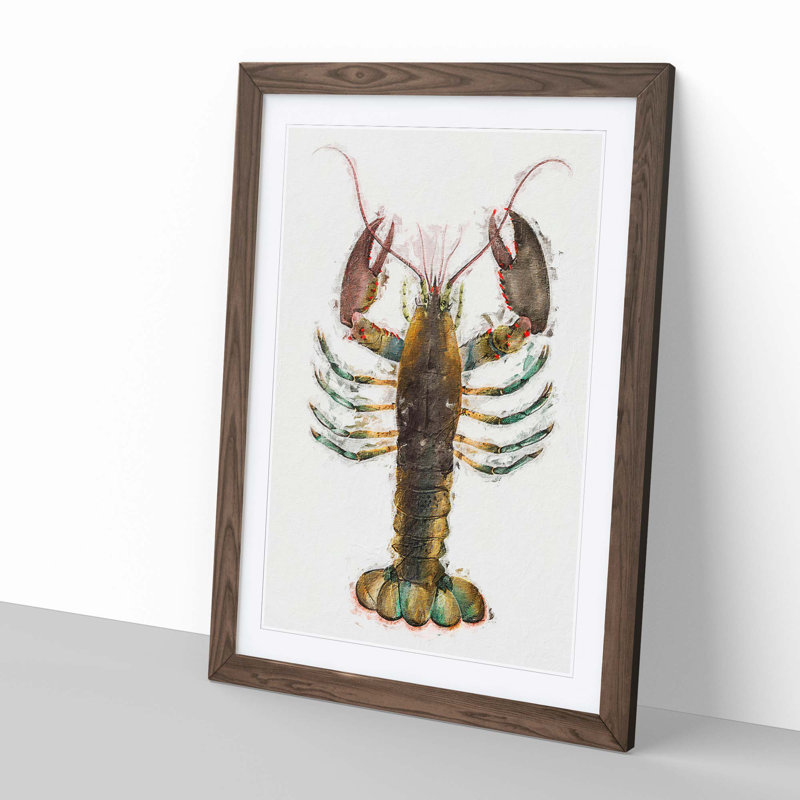 Lobster by J.E. De Kay - Picture Frame Painting Print, Walnut Framed, 65cm H x 48cm W x 2cm D
