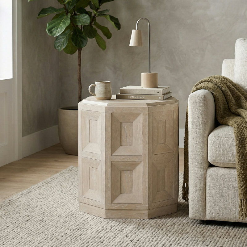 Table de bout octogonale entièrement assemblée l 20 po Schell, Beige