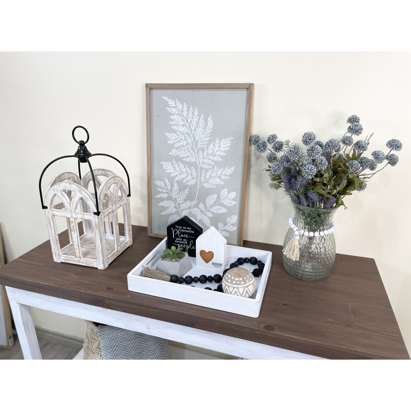 Large Rectangular Wooden Decorative Serving Tray, White