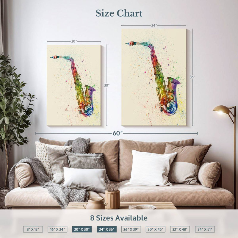 Abarca Saxophone Abstract I, 36" H x 24" W