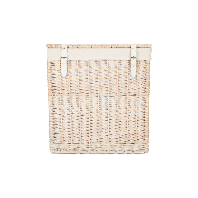 Wicker Laundry Hamper Basket with Lining, White Wash, 50cm H x 37cm W x 46cm D