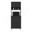 Armoire garde-manger H 67 po, quatre portes, un tiroir, trois tablettes internes, 2 tablettes de rangement externes, option de rangement pour micro-ondes, quatre pieds, noir-667433424