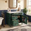 Meuble-lavabo autoportant 36 po en bois aggloméré avec lavabo en céramique blanc, armoire de salle de bain verte avec 2 tiroirs, tablettes de porte réglables et tiroir basculant-130996261-130996266