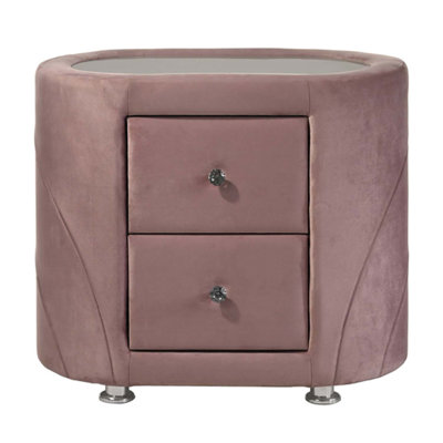 Table de chevet Salonia, velours rose