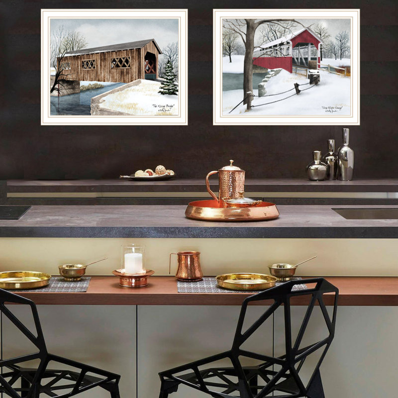 «Trendy Decor» 4U, vignette couverte de 2 pièces, art mural blanc encadré pour le salon, impression d'art mural de chambre à coucher pour la décoration intérieure par Billy Jacobs