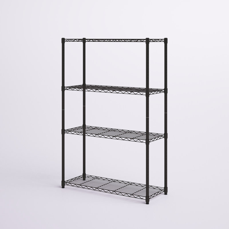 Industrial Black 4-Tier Adjustable Steel Wire Shelving Unit