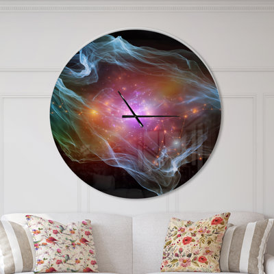 Horloge murale mauve avec lumières mauves
