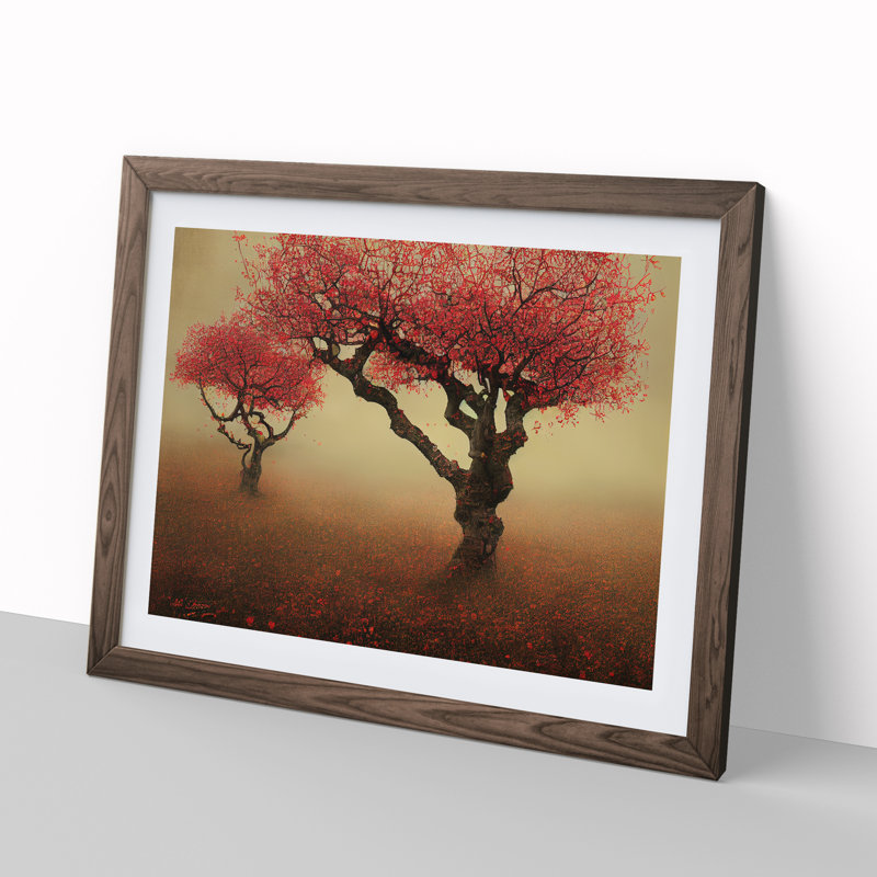 Amazing Apple Trees - Framed Print, 25cm H x 34cm W x 2cm D, Walnut