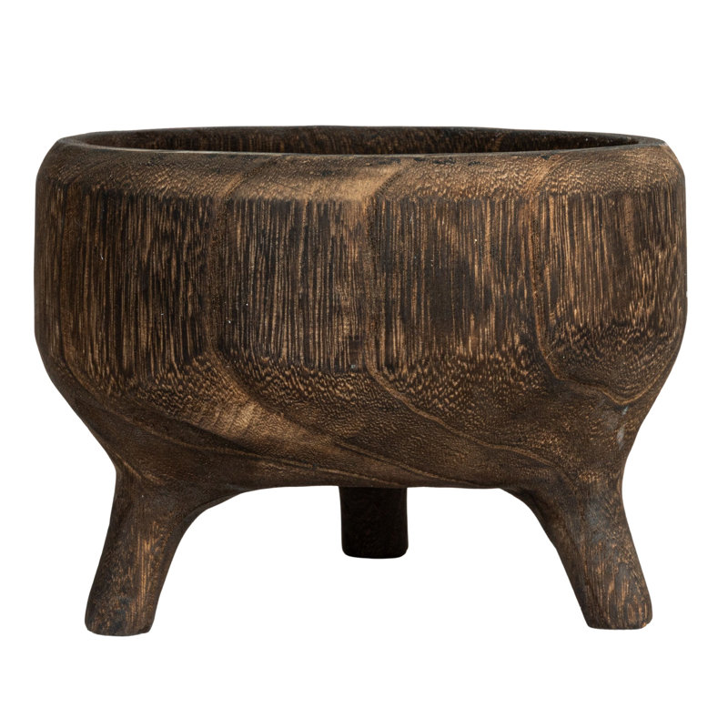 Rustic Paulownia Footed Wood Bowl , Brown