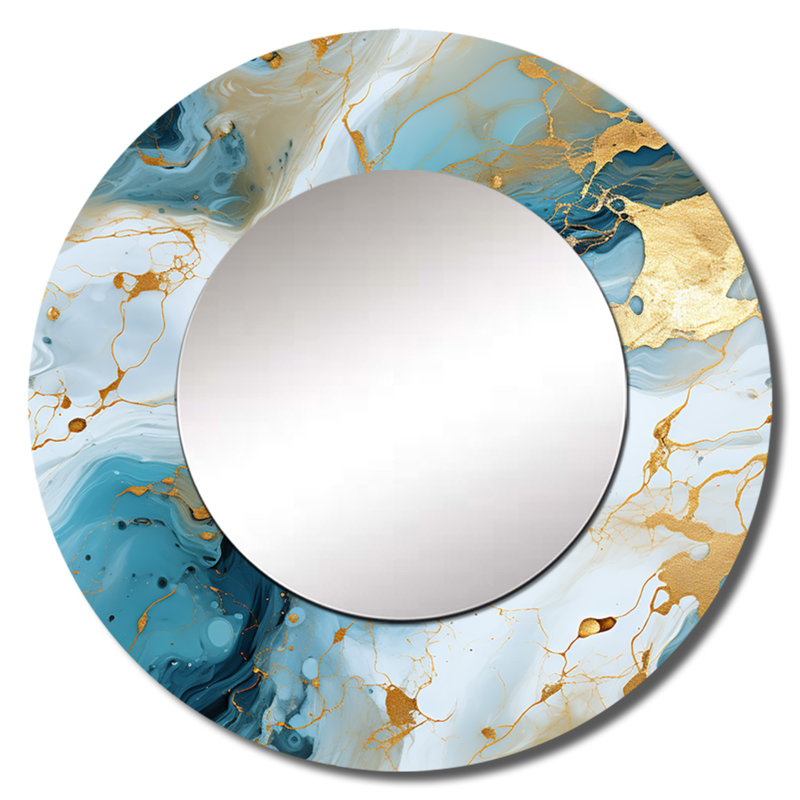 Or artistique Elegance Marble Grace - miroir mural en marbre, miroir décoratif doré, impression d'art en métal, 36 po x 36 po