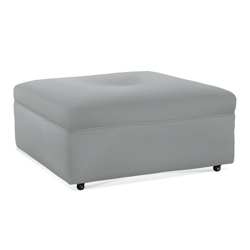 Repose-pieds de cocktail carré avec onglet Fremont, Tissu performance bleu clair 0851-55