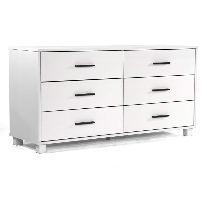 Loft Solid Wood 61.5'' W 6 - Drawer Dresser, Brushed White