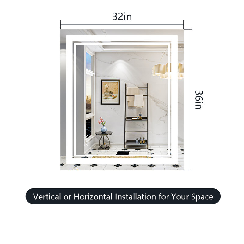 Jayce LED Vanity Mirror with Memory Function, 3 Color Temperatures & Dimmable Light, Anti-fog Tempered Glass ETL Listed Mirror