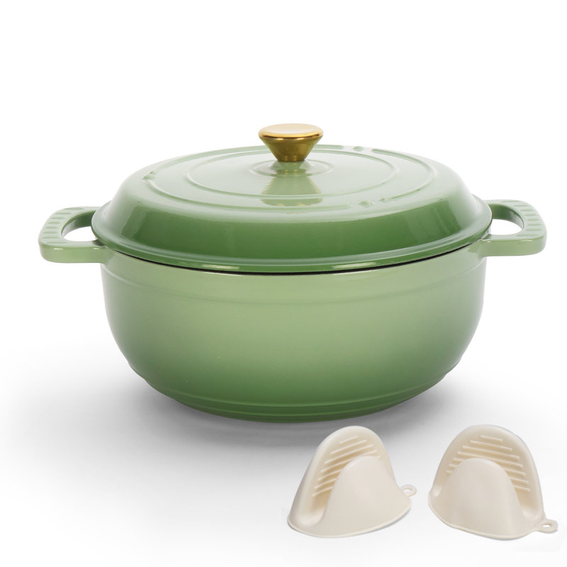 Winado Non-Stick Cast Iron Round Dutch Oven, 4.7 L, Red