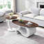 Ensemble de 2 tables basses blanches et gigognes blanches-658179335