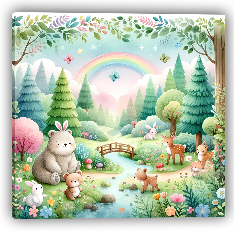 «Enchanted Forest Friends: Peaceful Meadow», reproduction sur toile, H 30 po x l 30 po