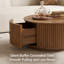 Table basse cylindrique ronde avec rangement caché, centre en bois massif-1129555101