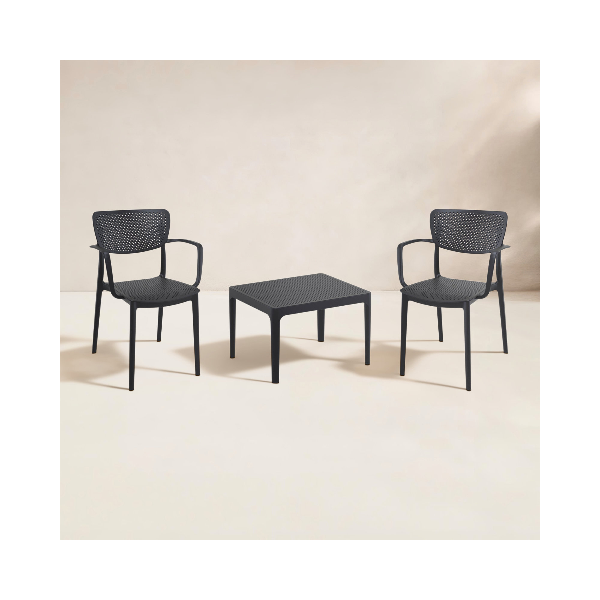 Farrah Loft Armchair 2 Person Seating Set, Black