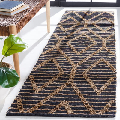 Tapis géométrique en jute et coton