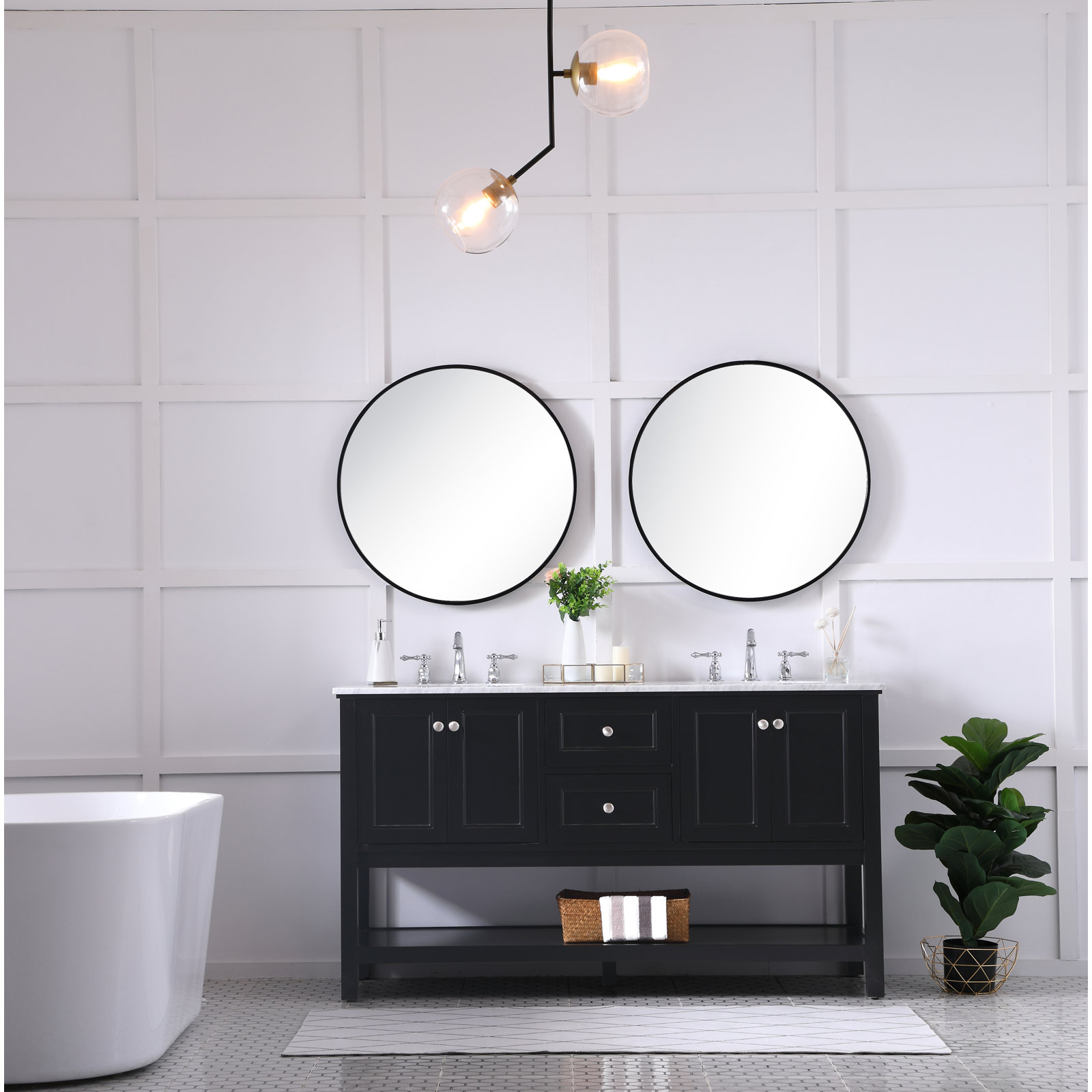 Bonsai 60'' Double Bathroom Vanity, Black