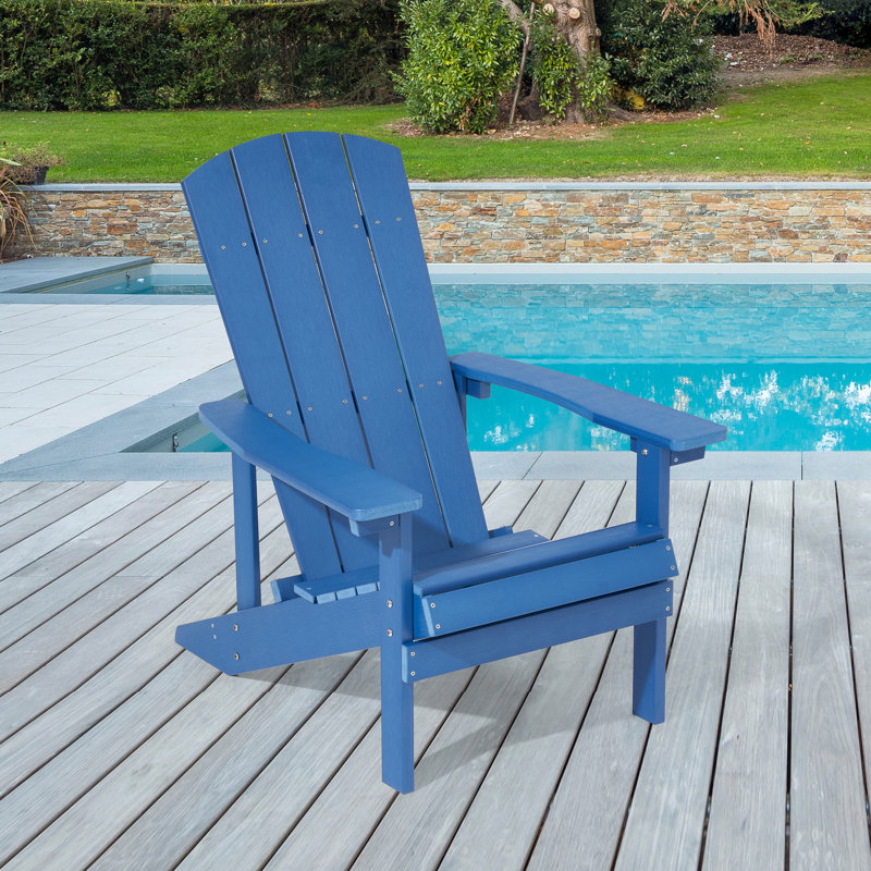 Kieth Plastic Adirondack Chair Outdoor Lounge Chair for Backyard Deck, Navy Blue