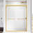 44 - 48 In. W X 72 H Sliding Shower Door, Adjustable Semi , Tempered Clear Thick Glass, 304 Stainless Steel Handles, Brushed Gold Glisten