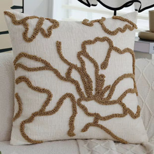 Tufted Flower Pillow Cover- Rust