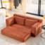 Canapé avec causeuse avec mousse à mémoire de forme et structure en acier - sans assemblage, conception convertible 2-en-1, tissu en velours côtelé - canapé compact pour les petits espaces, les appartements, le bureau à domicile et la chambre à coucher (orange)