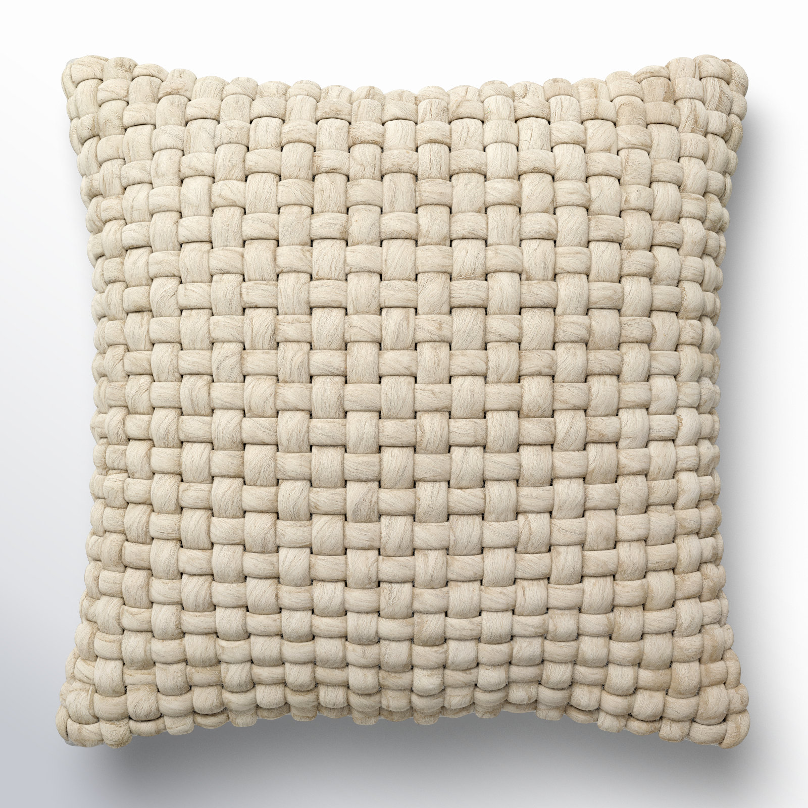Belel Wool, Cotton Throw Pillow, Down, 22" x 22", Taupe