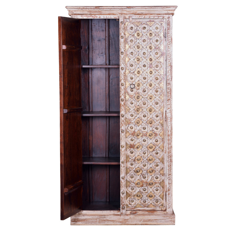 Elspeth 2 Door Solid Wood Wardrobe, Brown/Bronze