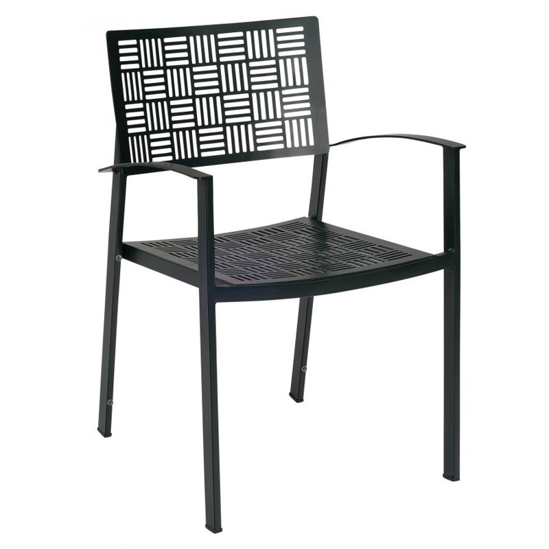 New Century Outdoor Dining Armchair, Textured Black, Denver Scarlett Sunbrella®