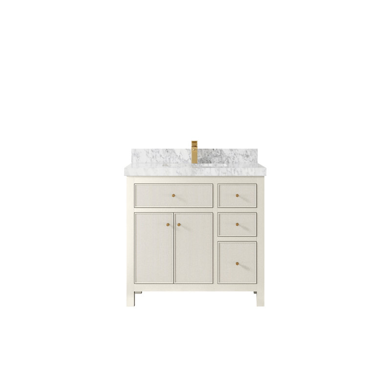 Ensemble de meuble-lavabo simple l 36 "x P 22" Sonoma, 2 IN Carrara Marble, Alabaster