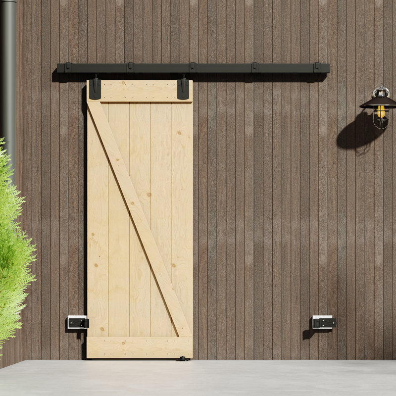 Portes d'entrée avant - Portes extérieures coulissantes en bois de pin en forme de Z avec quincaillerie de porte de grange