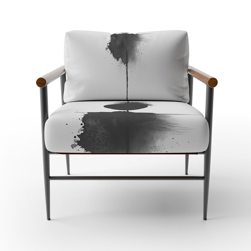 Chaise d'appoint abstraite minimalisme - Midnight Dot & Line I, Bras ronds bruns