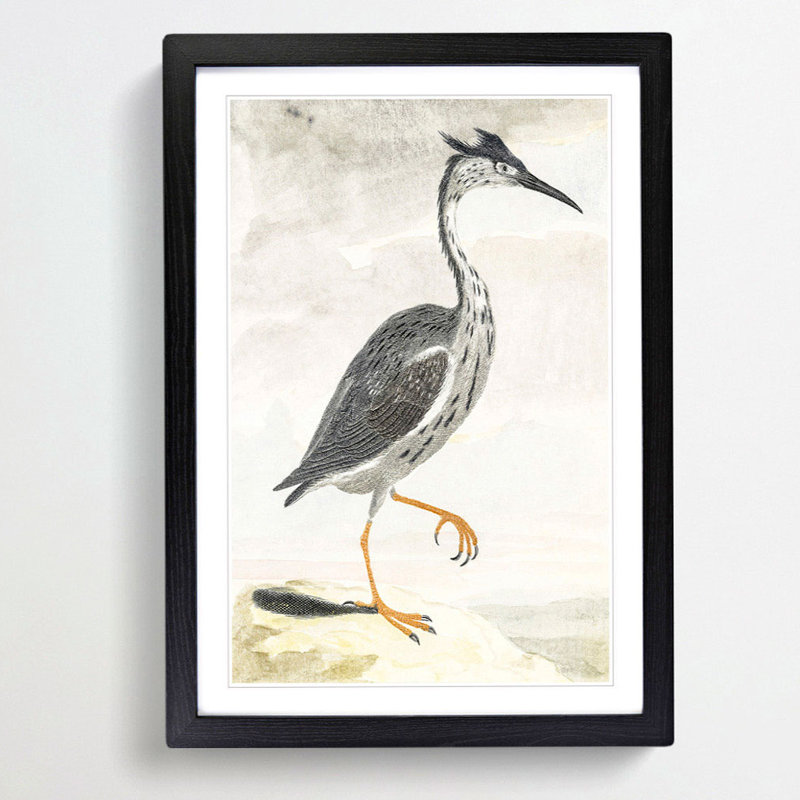 Heron by Johan Teyler - Picture Frame Painting Print, 36cm H x 27cm W x 2cm D, Black Framed