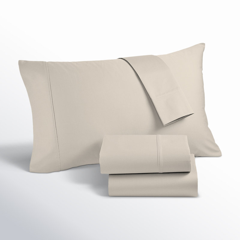 Ultimate Percale 100% Cotton Cool & Crisp Sheet Set, Full Sheet Set with 2 Pillowcases, Ivory