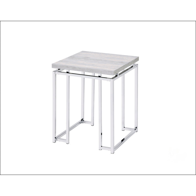 Natural Oak And Chrome Finish End Table