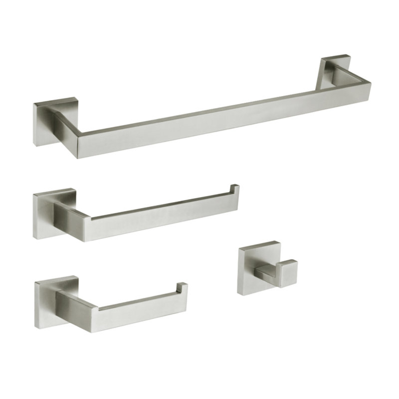 Kingston Brass Lasdun 4-Piece Bathroom Hardware Set, Brushed Nickel