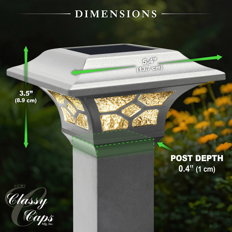 Low Voltage Integrated LED Fence Post Cap Light 2.5 In. X 2.5 In. with Base Adapter Included, White